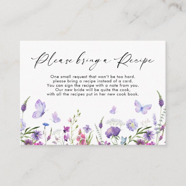 Boho Wildflower Butterfly Recipe Request Card (Front)