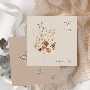 Boho Wildflower Butterfly Rustic Save the Date
