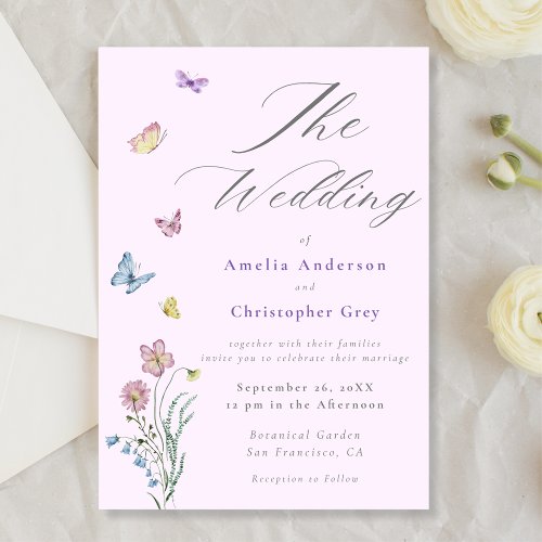 Boho Wildflower Butterfly Wedding Invitation