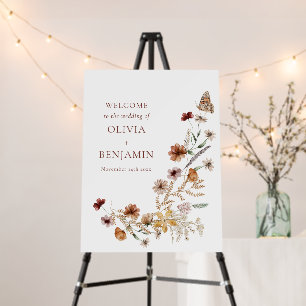 Boho Wildflower Butterfly Wedding Welcome Sign