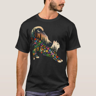 Boho Wildflower Cat Plants Forest Nature Hiking T-Shirt