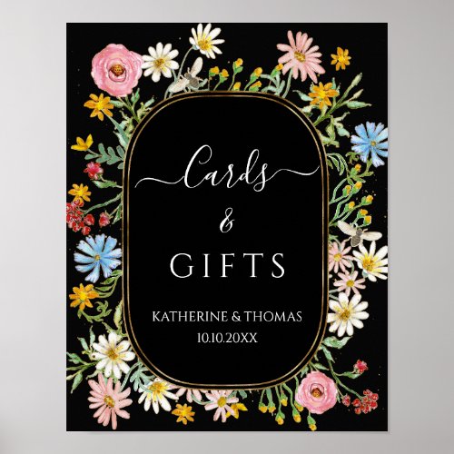 Boho Wildflower Chic Floral Wreath Cards n Gifts P Poster