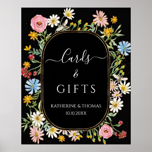 Boho Wildflower Chic Floral Wreath Cards n Gifts Poster