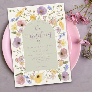 Boho Wildflower Colorful Pastel Wedding Invitation