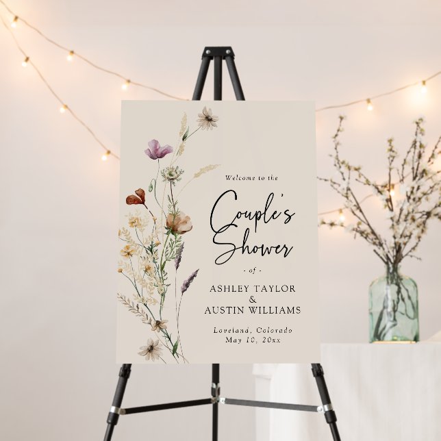 Boho Wildflower Couple Shower Sign (In Situ (Stand))