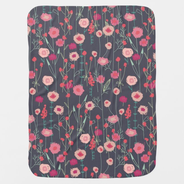 Boho Wildflower Dark Baby Blanket (Front)