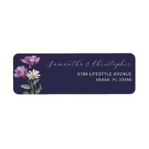 Boho Wildflower Dark Purple Address Label