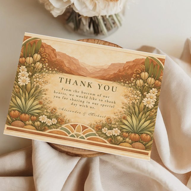 Boho Wildflower Desert Wedding Thank You Card (Creator Uploaded)