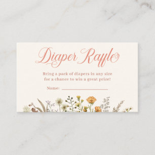 Boho Wildflower Diaper Raffle Baby Shower Enclosure Card