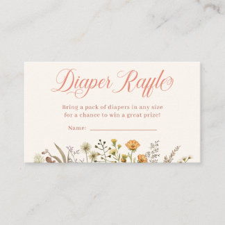 Boho Wildflower Diaper Raffle Baby Shower Enclosure Card
