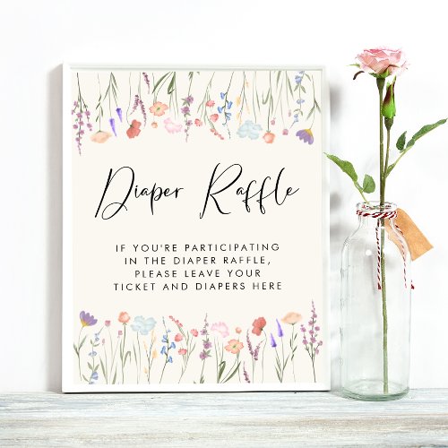 Boho Wildflower Diaper Raffle Drop Off Baby Shower Poster