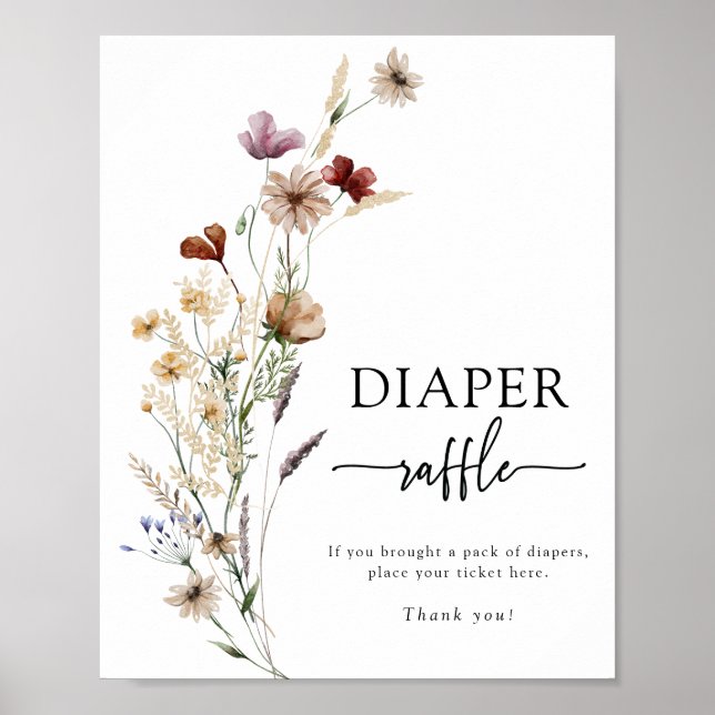 Boho Wildflower Diaper Raffle Poster (Front)