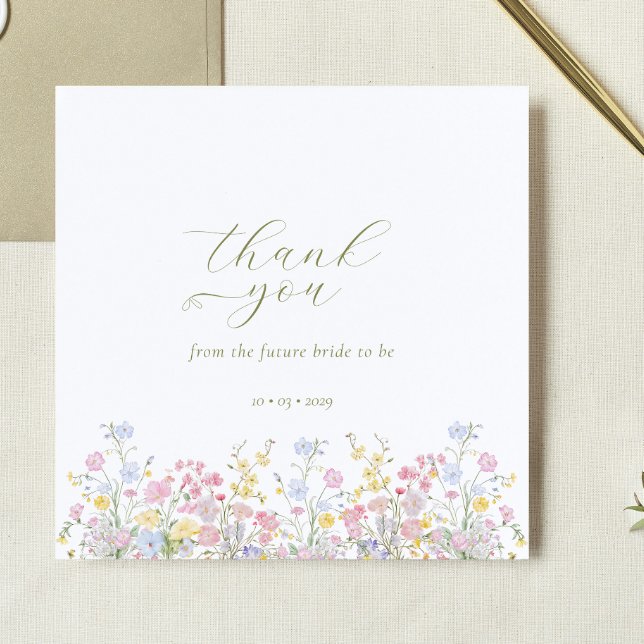 Boho Wildflower Elegant Bridal Shower  Thank You Card (Creator Uploaded)