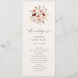 Boho Wildflower Elegant Fall Wedding Program