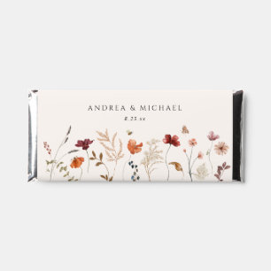 Boho Wildflower Elegant Wedding Candy Hershey Bar Favors