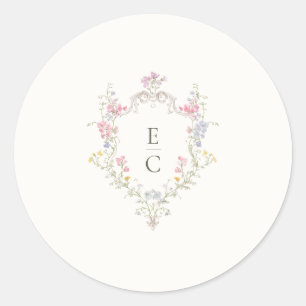Boho Wildflower Elegant Wedding Classic Round Sticker