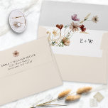 Boho Wildflower Elegant Wedding Envelope<br><div class="desc">This stylish & elegant wedding invitation envelope features gorgeous hand-painted watercolor wildflowers arranged as a lovely bouquet,  bride and groom's monogram,  and return address. Find matching items in the Boho Wildflower Wedding Collection.</div>