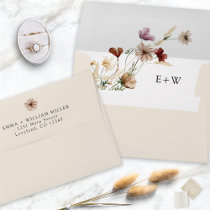 Boho Wildflower Elegant Wedding Envelope