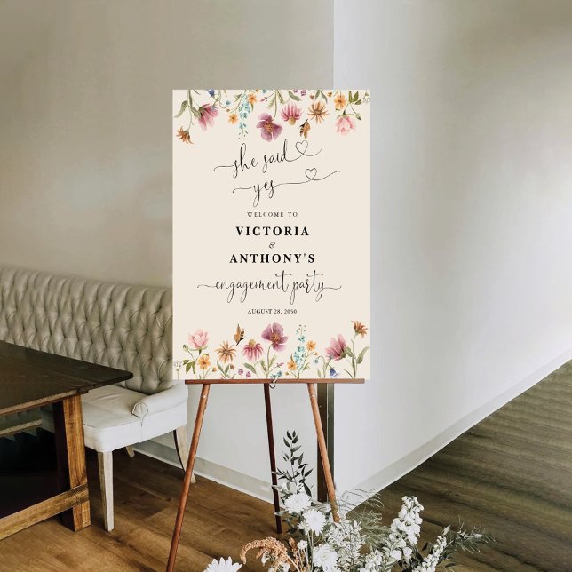 Boho Wildflower Engagement Party Foam Boards (Creator Uploaded)
