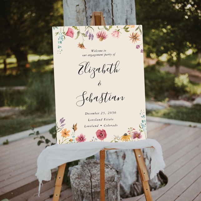 Boho Wildflower Engagement Party Foam Boards (Creator Uploaded)
