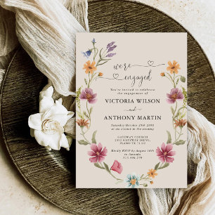 Boho Wildflower Engagement Party Invitation