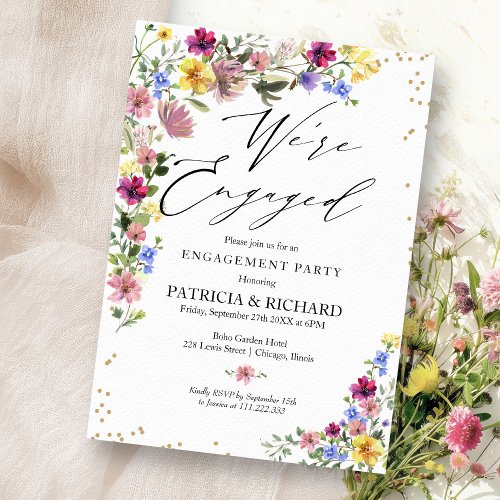 Boho Wildflower Engagement Party Invitation