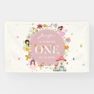 Boho Wildflower Fairy 1st Birthday Party Banner
