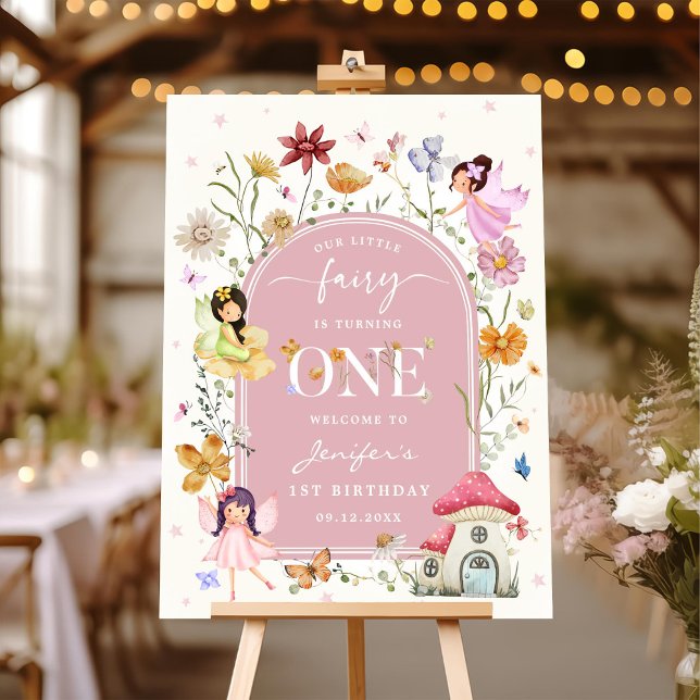 Boho Wildflower Fairy 1st Birthday Party Foam Board (Creator Uploaded)