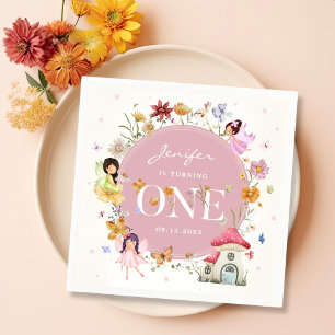 Boho Wildflower Fairy 1st Birthday Party Napkins