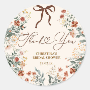 Boho Wildflower Fall in Love Bridal Shower Sticker