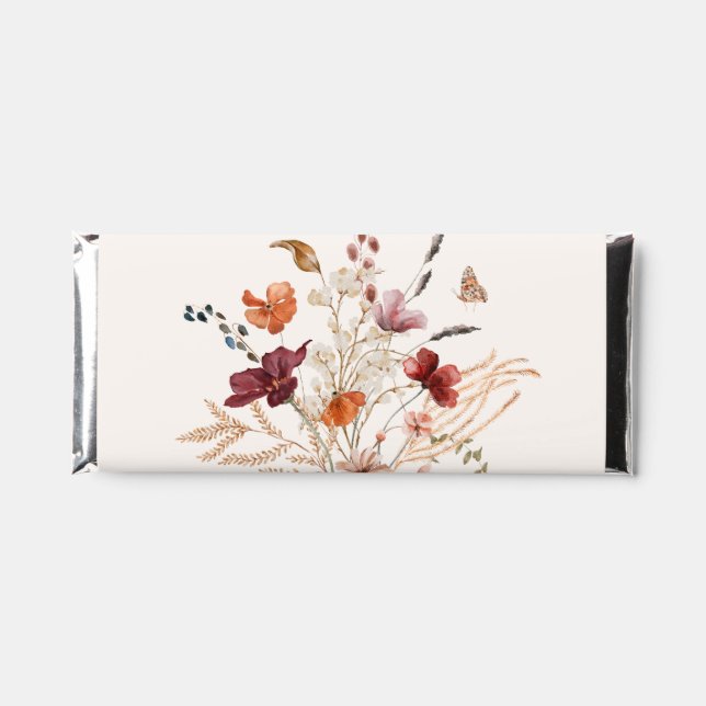 Boho Wildflower Fall Wedding Candy Hershey Bar Favors (Front)