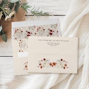 Boho Wildflower Fall Wedding Return Address Envelope