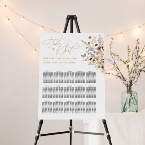 Boho Wildflower Fall Wedding Seating Chart Foam Board
