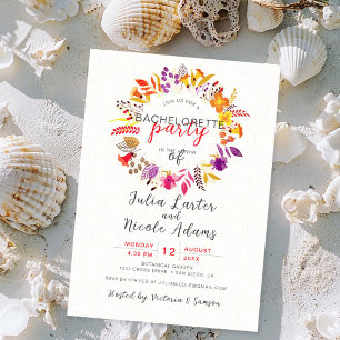 Boho Wildflower Fall Wreath Bachelorette Party Invitation