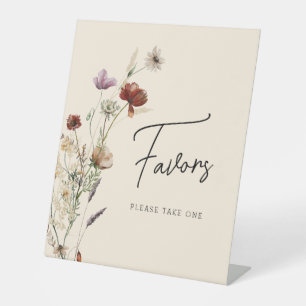 Boho Wildflower Favors Bridal Shower Pedestal Sign