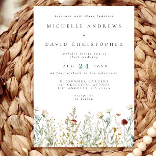 Boho Wildflower Field Wedding Invitation