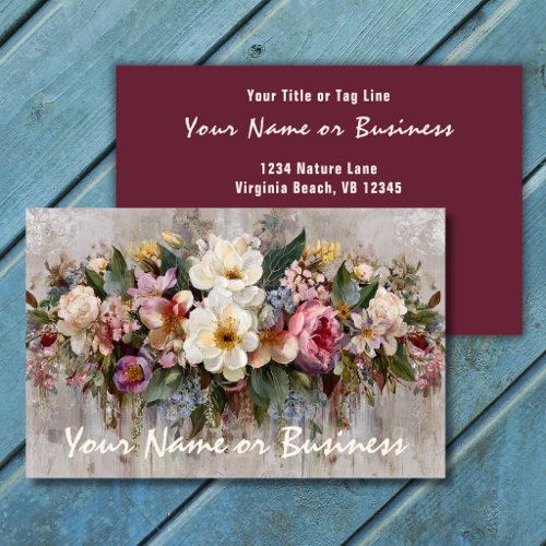 Boho Wildflower Floral Arrangement Business Card