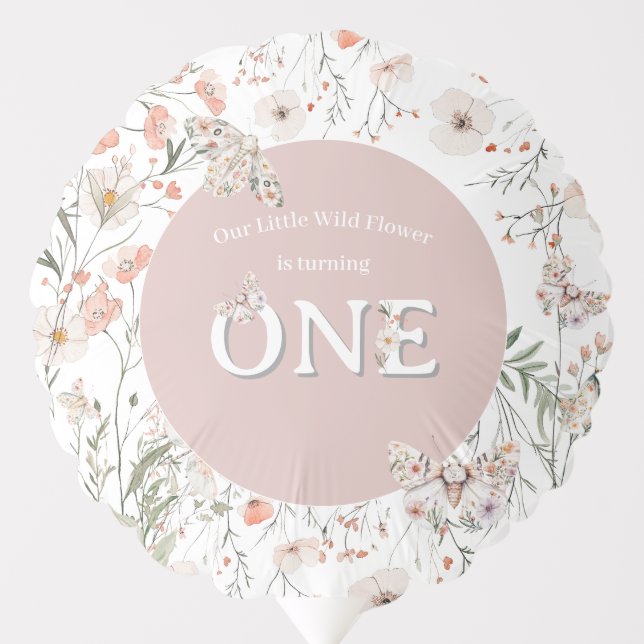 Boho Wildflower Floral Baby Birthday Balloon (Front)