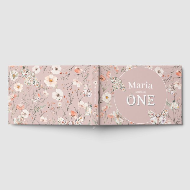Boho Wildflower Floral Baby Birthday Guest Book (Full)