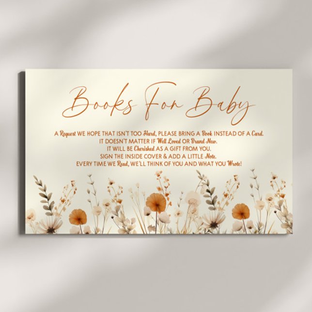 Boho Wildflower Floral Baby Shower Books For Baby Enclosure Card (Creator Uploaded)
