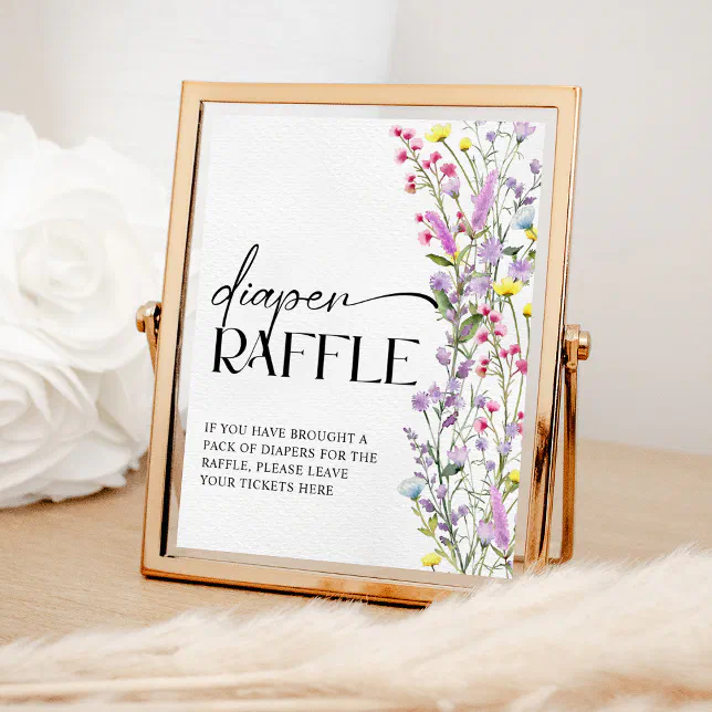 Boho Wildflower Floral Baby Shower Diaper Raffle Poster | Zazzle