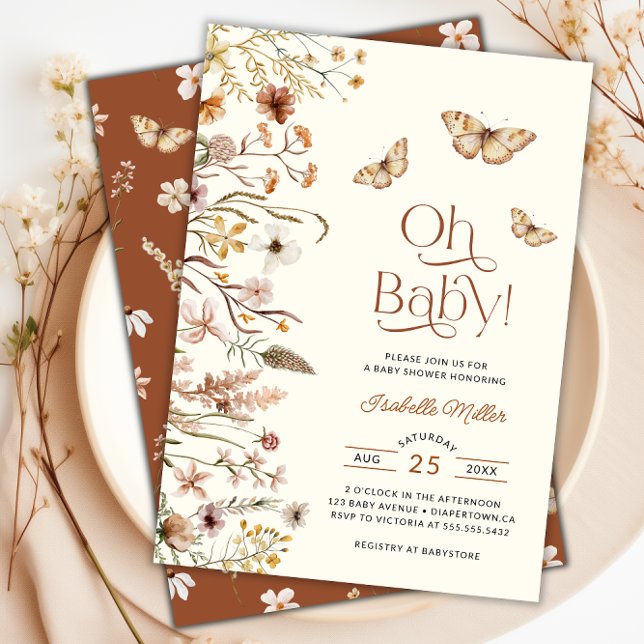 Boho Wildflower Floral Baby Shower Invitation (Boho Wildflower Floral Baby Shower Invitation)