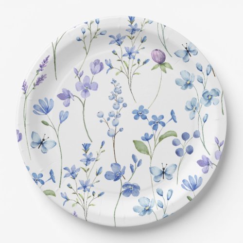 Boho wildflower Floral Baby Shower Paper Plates