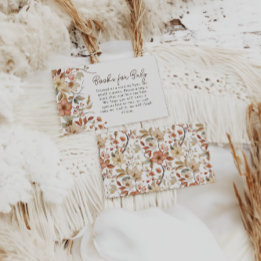 Boho Wildflower Floral Books For Baby Shower Enclosure Card
