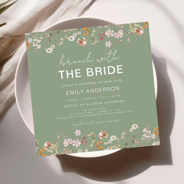 Boho Wildflower Floral Bridal Shower Brunch Invitation (Creator Uploaded)