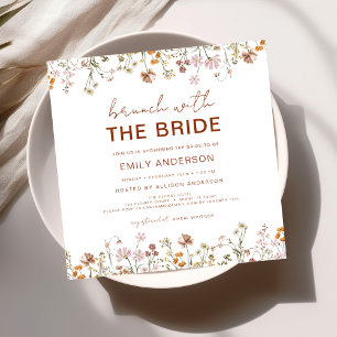 Boho Wildflower Floral Bridal Shower Brunch Invitation