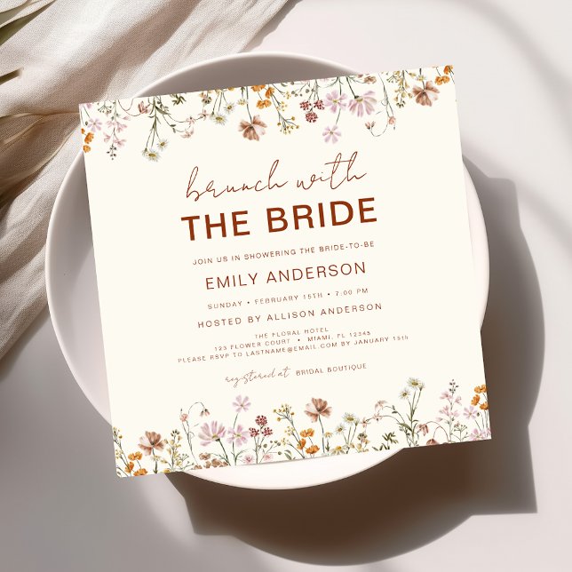 Boho Wildflower Floral Bridal Shower Brunch Invitation (Creator Uploaded)