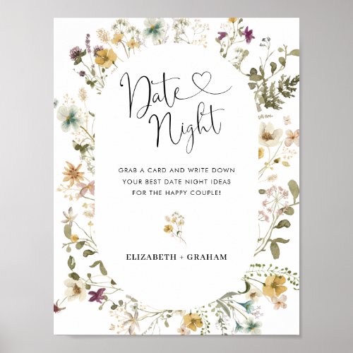 Boho Wildflower Floral Bridal Shower Date Night Poster