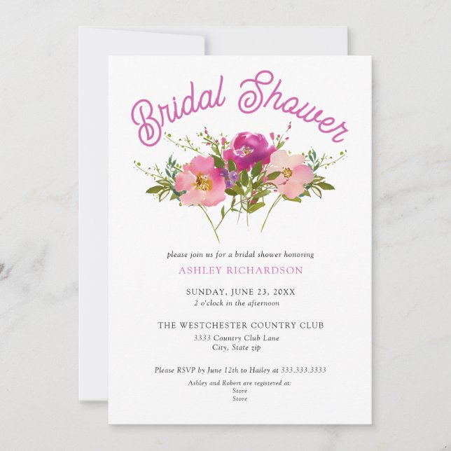 Boho Wildflower Floral Bridal Shower Invitation (Front)