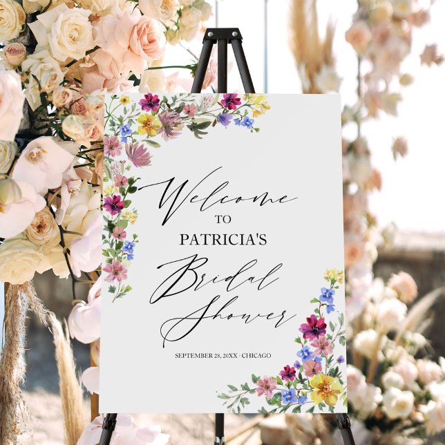 Boho Wildflower Floral Bridal Shower Welcome  Foam Board (Creator Uploaded)